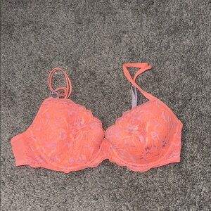 Victoria's Secret Bright Coral Lace Bra